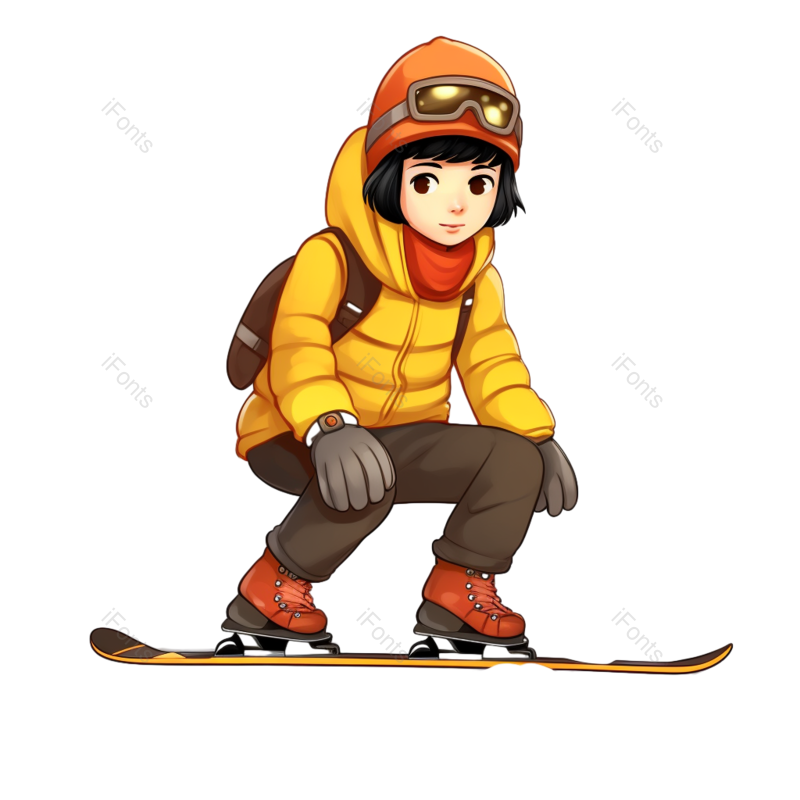 夏天图片,插画元素,滑雪PNG,男生免抠素材